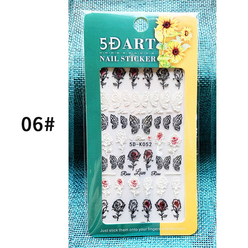 Qfdian christmas decor ideas nightmare before christmas 1PC 5D Nail Stickers Winter Santa Claus Self-Adhesive Slider Nail Art Decorations Christmas Snow Decals Manicure Accessories