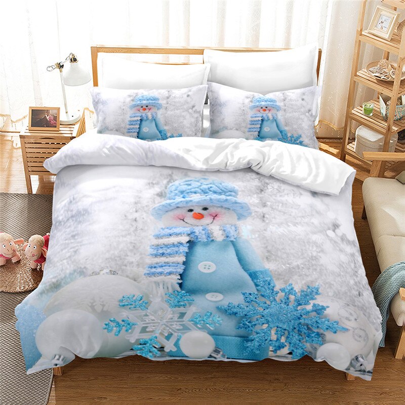 Qfdian christmas decor ideas nightmare before christmas Santa Claus Christmas Bedding Set Western Europe Duvet Cover Set 2/3 Pcs Super King Size Dekbedovertrek 200x200 King Size