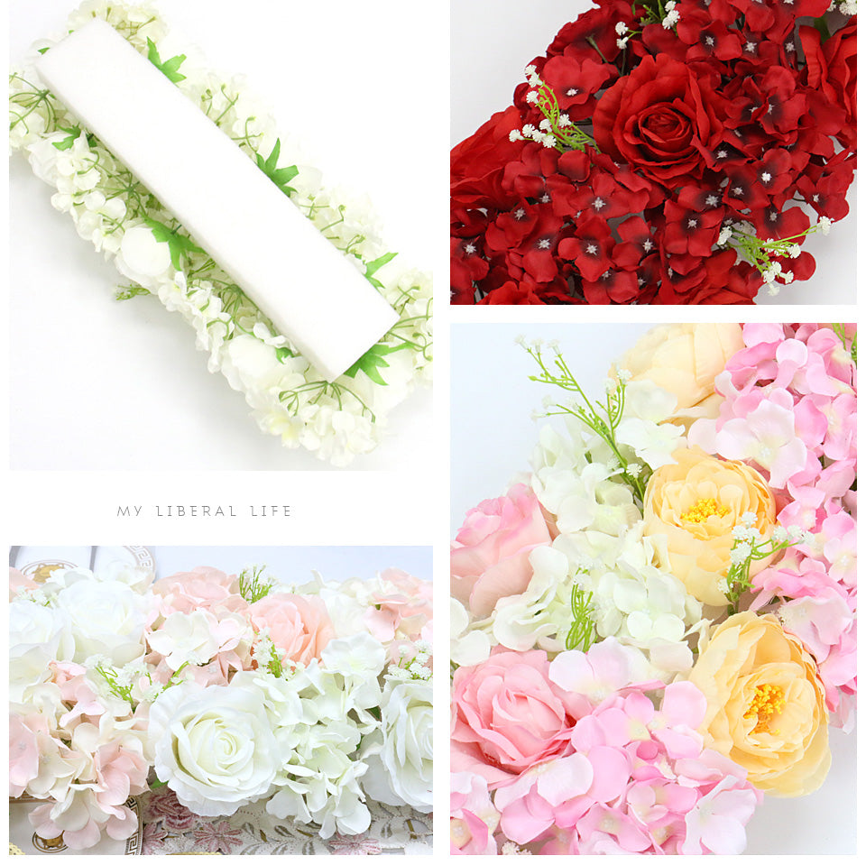 Qfdian Rose Artificial Flower Arrangement Table Centerpieces Flower Ball Wedding Arch Backdrop Decor Flower Row Party Layout