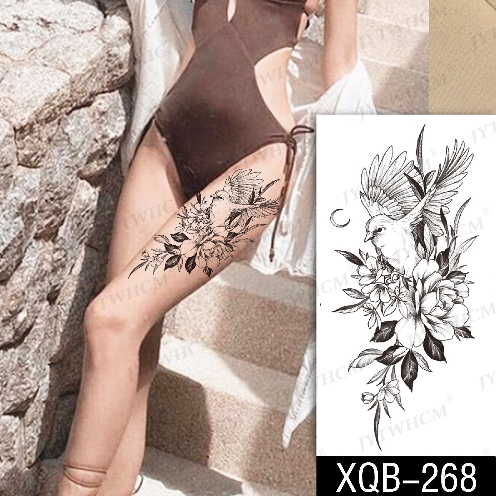 Qfdian gifts for women hot sale new Waterproof Temporary Tattoos Stickers Flowers Butterfly Tatto Flash Sexy Fake Tattoo Arm Body Chest Tatto Art for Women and Girl