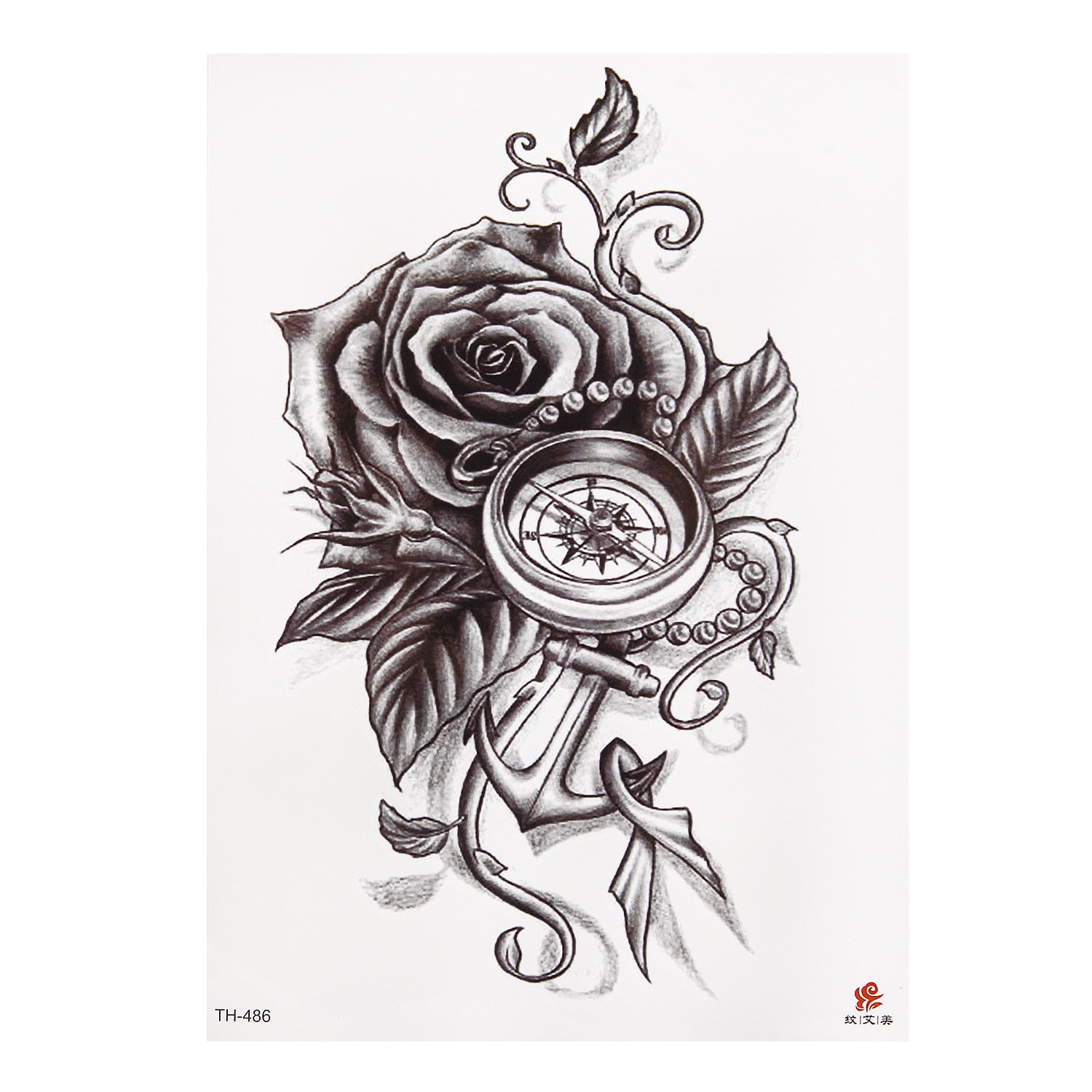 Qfdian Party decoration hot sale new Waterproof Temporary Tattoo Sticker Black Roses Flower Pattern Design Full Flower Arm Body Art Big Large Fake Tattoo Sticker 1PC