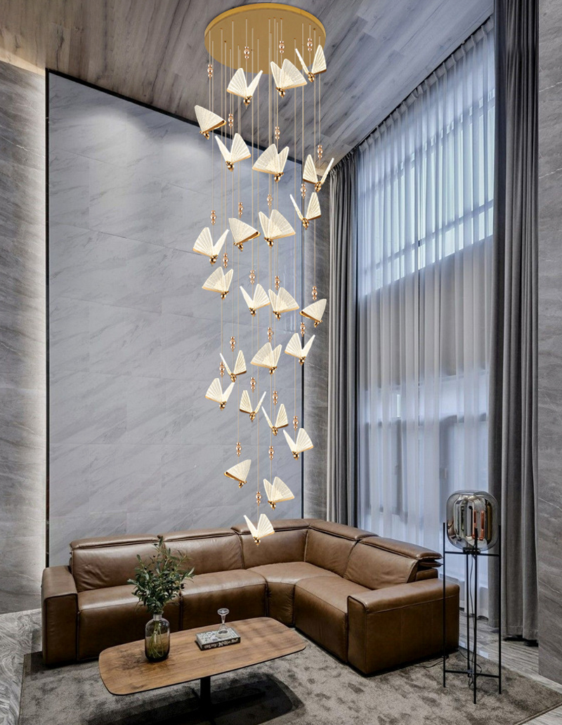 Qfdian home decor hot sale new Butterfly Led pendant Lights Indoor Lighting Nordic Hanging Lamp Bedside Staircase Home Modern Bedroom Art pendente iluminação