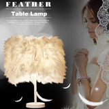Qfdian Cozy apartment aesthetic hot sale new New LED Nordic Simple And Stylish Feather Table Lamp Warm Light Tree Feather Lampshade Wedding Bedroom  Dinner Party Home Decor