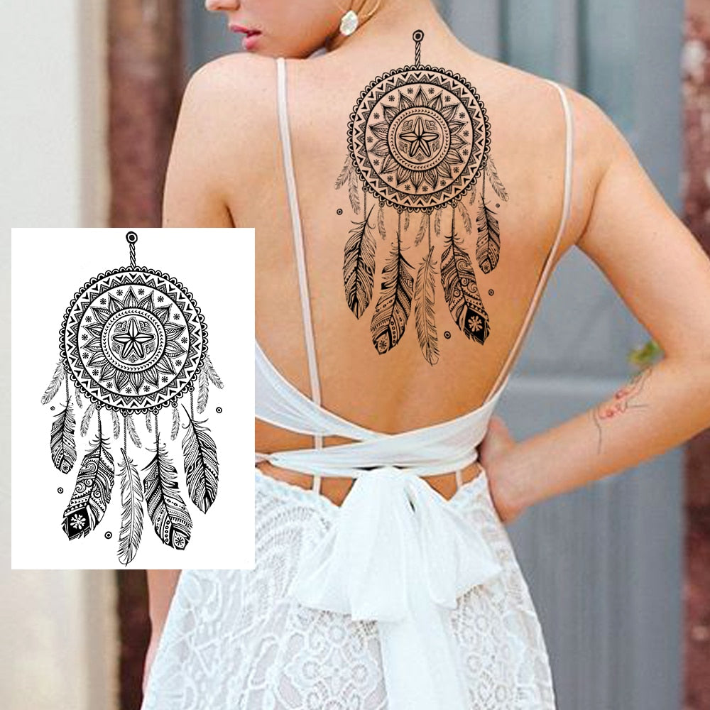 Black Henna Lace Temporary Tattoos Sticker For WOmen Butterfly Moth Mehndi Flower Fake Tatoo Sticker Feather Flora Tatoo