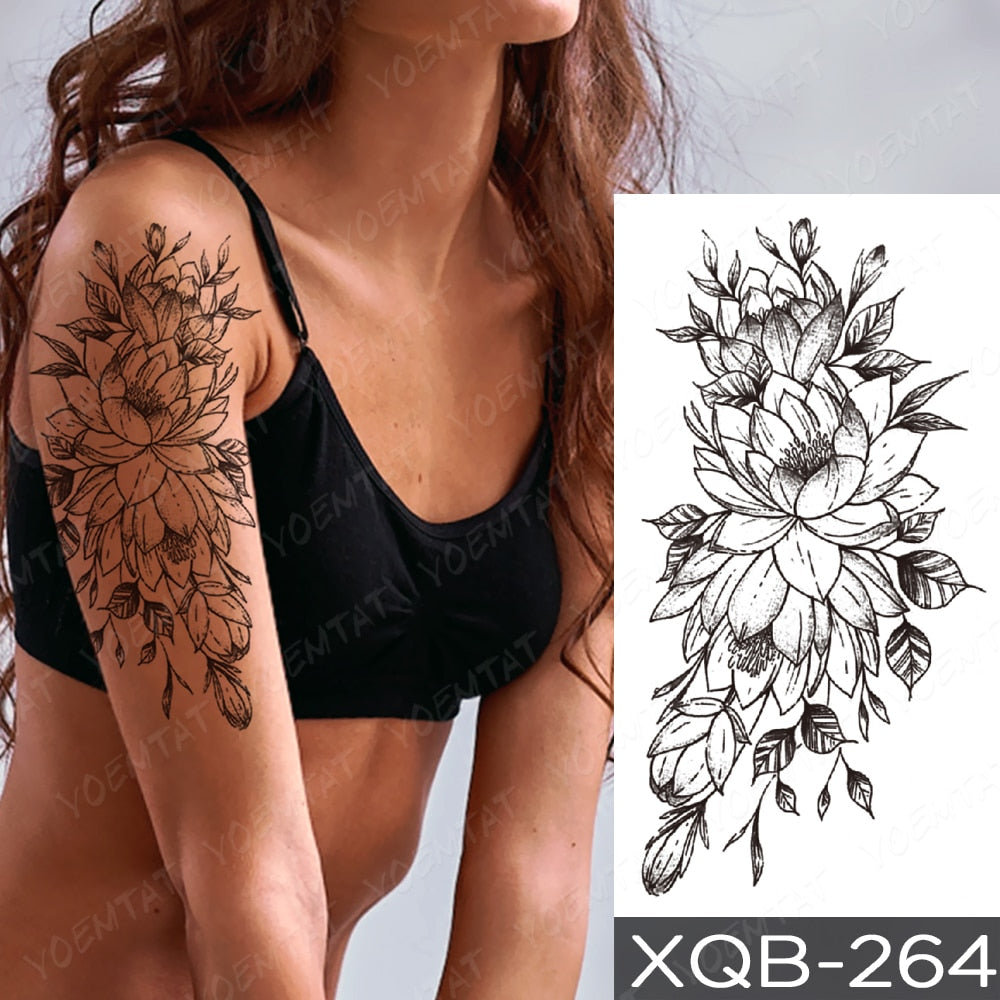 Qfdian Waterproof Temporary Tattoo Sticker I Love You Flash Tattoos Lip Print Butterfly Flowers Body Art Arm Fake Sleeve Tatoo Women