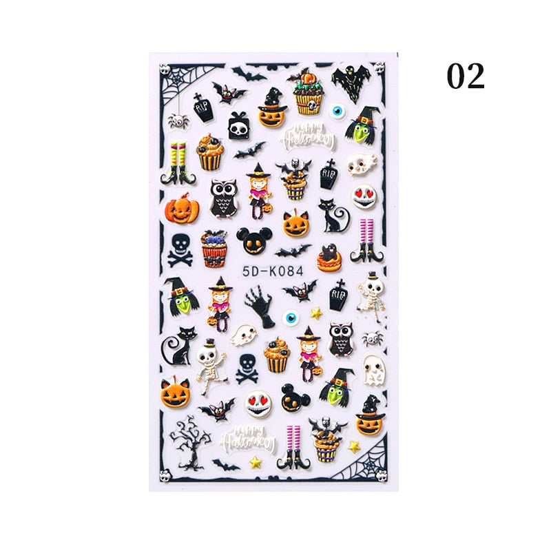 Qfdian christmas decor ideas nightmare before christmas 1PC 5D Nail Stickers Winter Santa Claus Self-Adhesive Slider Nail Art Decorations Christmas Snow Decals Manicure Accessories