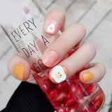 24Pcs false nails with designs cow and Blue Color cut design Fake Nail Shiny Gold Foil  artificial nails with glue for girls