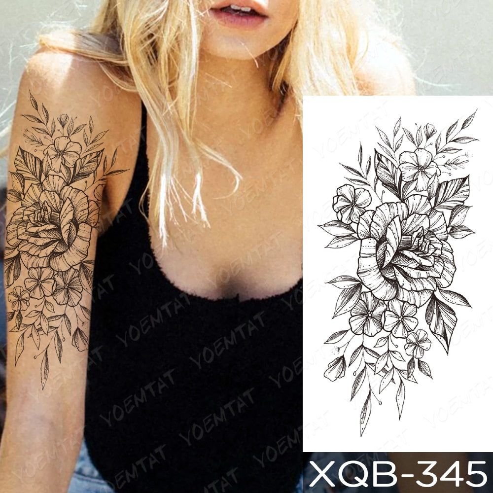 Qfdian Waterproof Temporary Tattoo Sticker I Love You Flash Tattoos Lip Print Butterfly Flowers Body Art Arm Fake Sleeve Tatoo Women