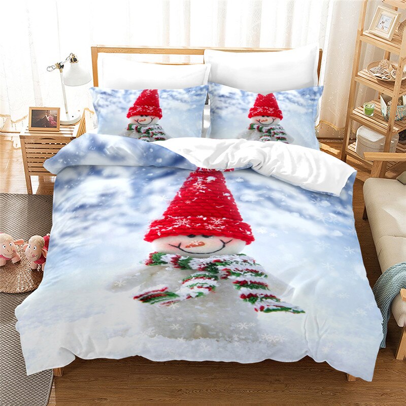 Qfdian christmas decor ideas nightmare before christmas Santa Claus Christmas Bedding Set Western Europe Duvet Cover Set 2/3 Pcs Super King Size Dekbedovertrek 200x200 King Size