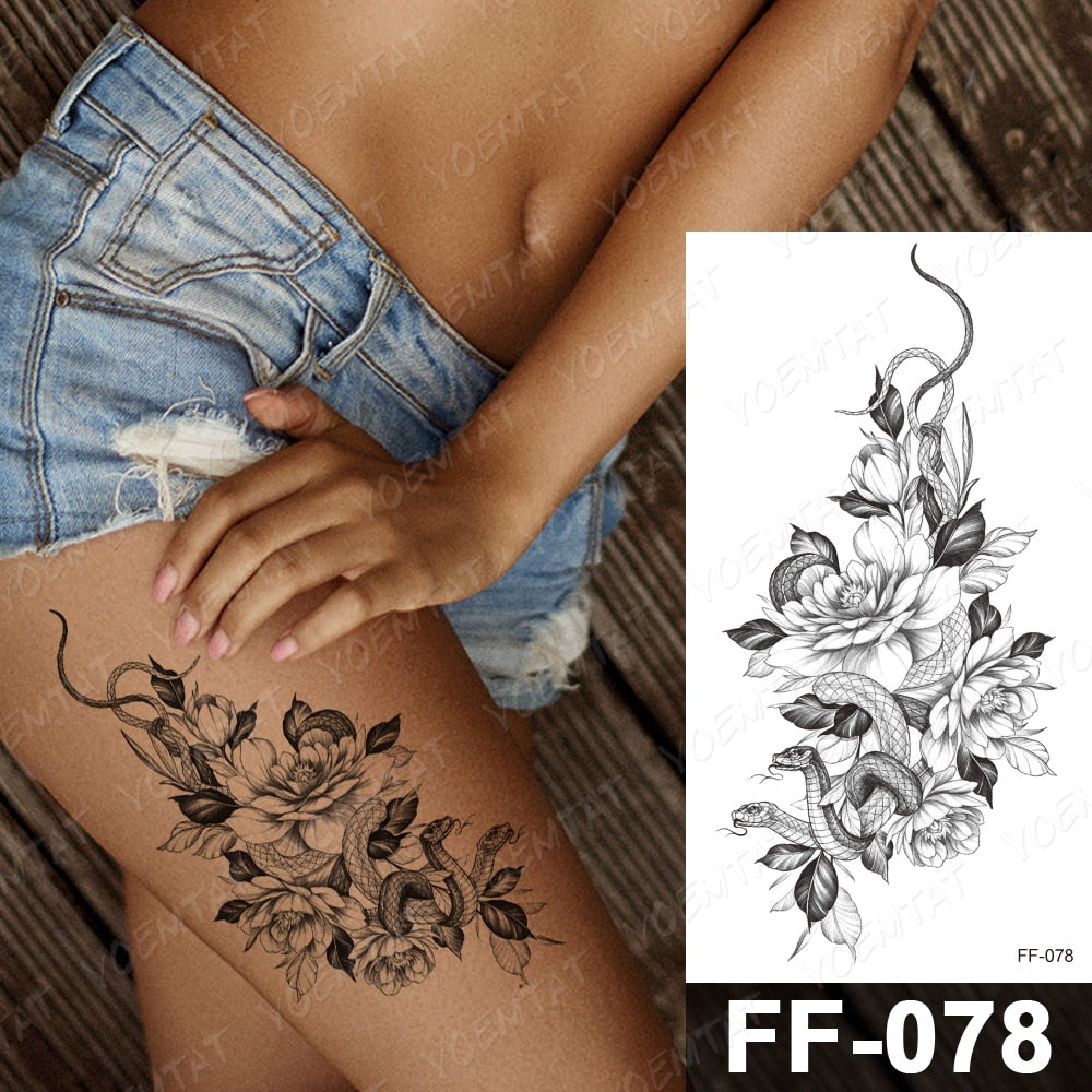 Qfdian Waterproof Temporary Tattoo Sticker I Love You Flash Tattoos Lip Print Butterfly Flowers Body Art Arm Fake Sleeve Tatoo Women