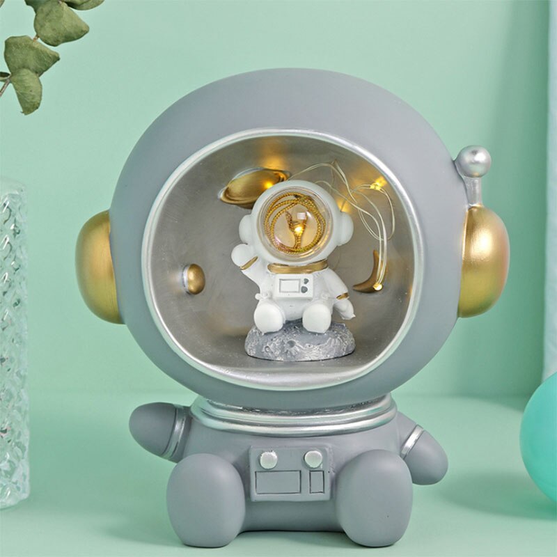 Qfdian Party decoration Grey White Astronaut Piggy Bank Resin Night Light Home Decoration Party Favors Gifts for Kids Birthday Party Decorations