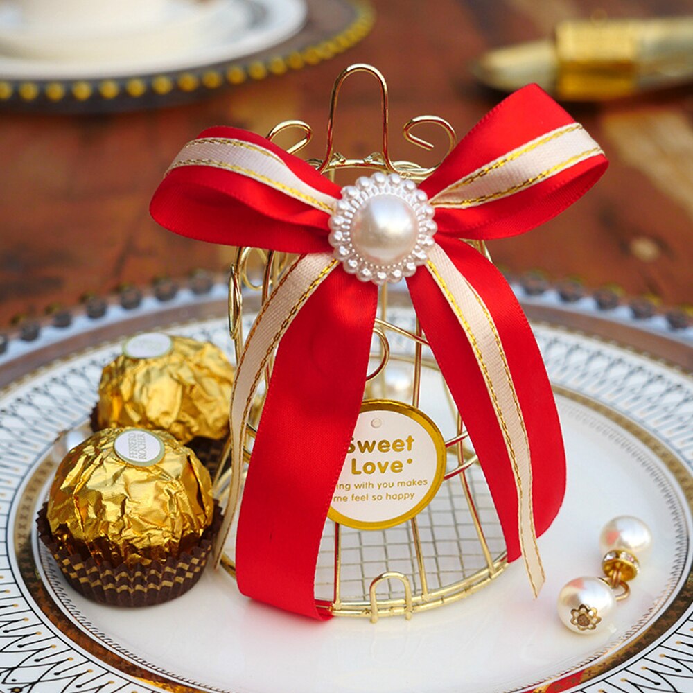 Qfdian Party decoration 30pcs Wedding Candy Box Tinplate Birdcage Bell Gift Bag with Handles Chocolate Favor Box Packaging Gift Box 7x8cm