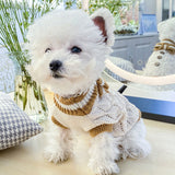 Qfdian Pet Outfits Classic Dog Winter Sweater with Tie Thick Weaving Warm Pet Cat Clothing Lovely Princess New Year Coat Christmas Dog Clothes