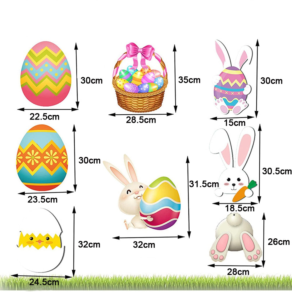 Qfdian easter decorations clearance Easter Yard Signs Outdoor Decorations, Easter Yard Stakes Easter Yard Sign Outdoor Easter Bunny Egg Chick Yard Signs with Stakes