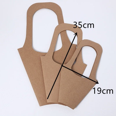 Qfdian Party decoration hot sale new 10pcs Creative Handle Kraft Paper Flower Bags Flowers Wrapping Gift Flower Packaging Home Decoration 9x31cm