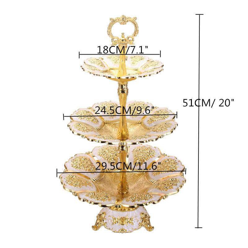 Qfdian Party decoration Cake Stand Luxury Charger Plate Metal Wedding Sweet Fruit Nut Tray Plates For Unicorn Party Home Table Decoration