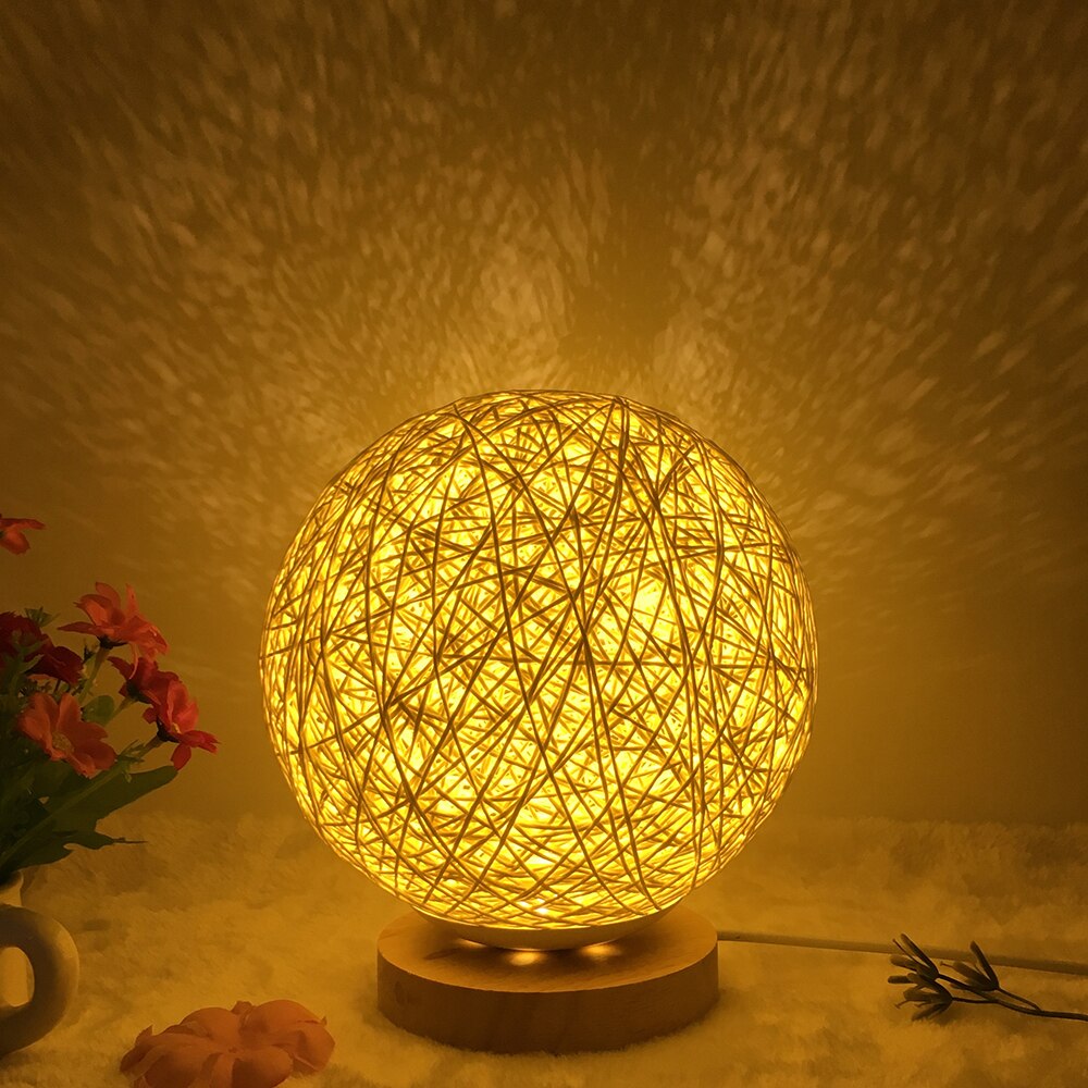 Qfdian valentines day decorations for the home hot sale new LED Night Light 3D Print Moon Lamp USB Rechargeable 3D Light Rattan Weaving Table Lamp night lights Home Decoration Kid Gift