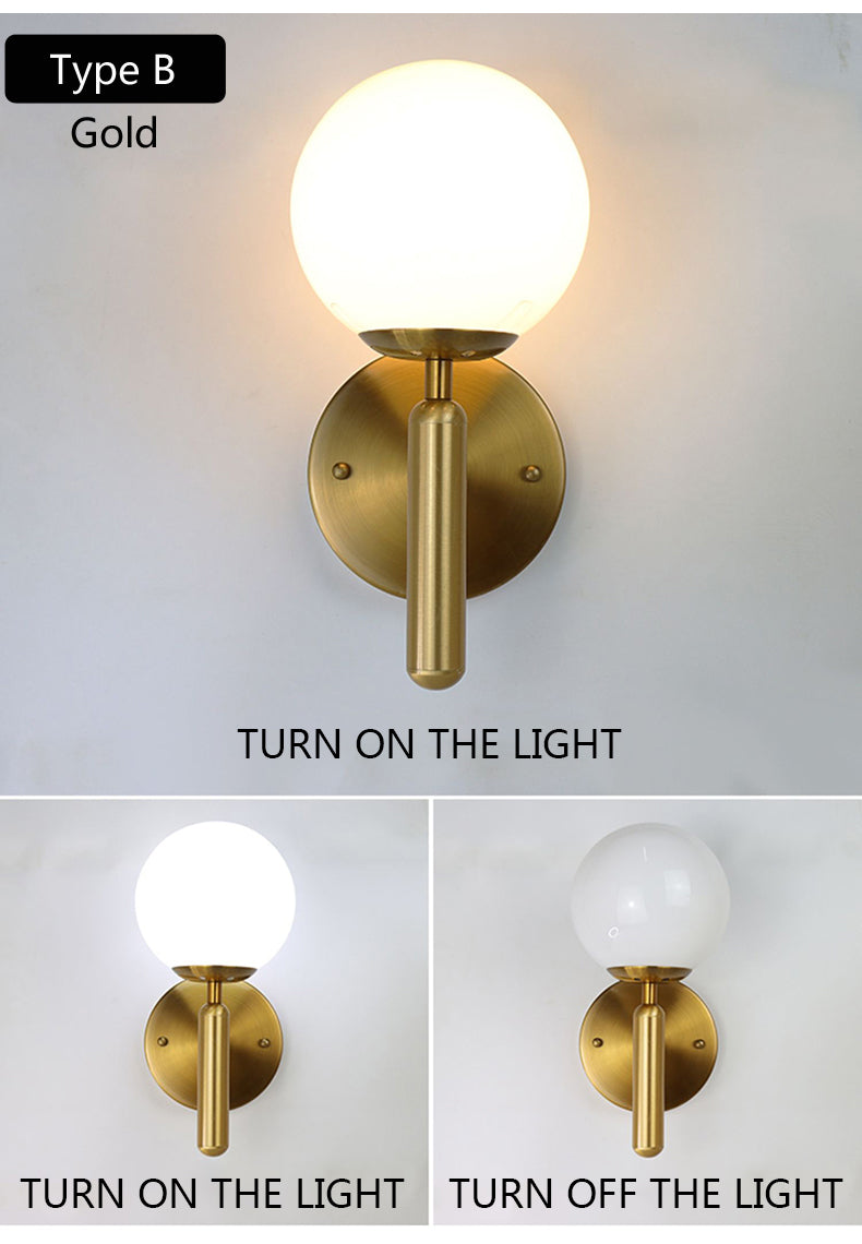 Qfdian home decor hot sale new Nordic Modern Wall Lamp Beside Bedroom Glass Ball LED Wall Lights Fixtures Wandlamp Lighting Bathroom Mirror Stair Light