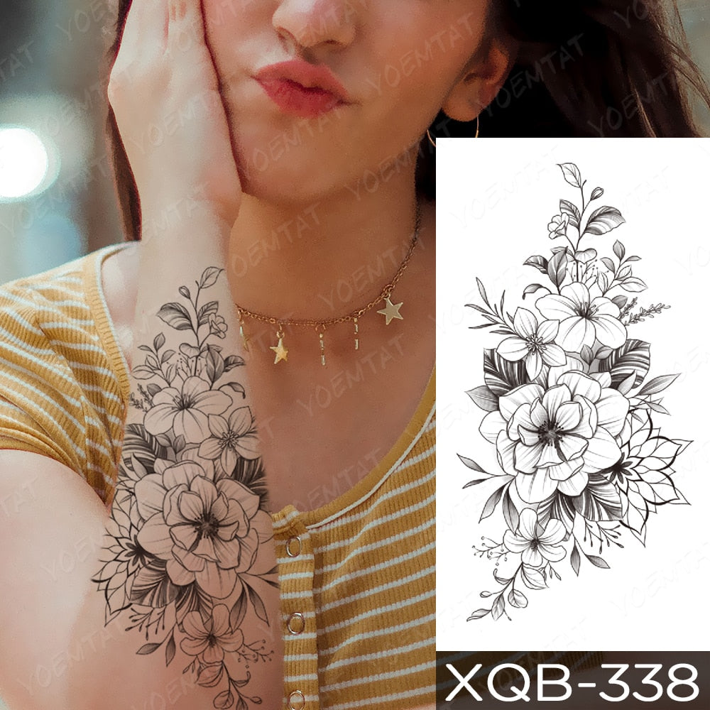 Qfdian Waterproof Temporary Tattoo Sticker I Love You Flash Tattoos Lip Print Butterfly Flowers Body Art Arm Fake Sleeve Tatoo Women