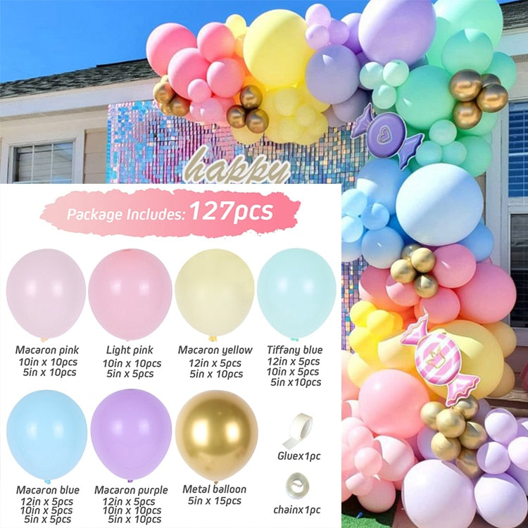 Qfdian halloween decorations christmas decorations Macaron Balloons Garland Latex Ballons Arch Happy Birthday Party Decor Kids Adult Wedding Baloon Chain Baby Shower Balon