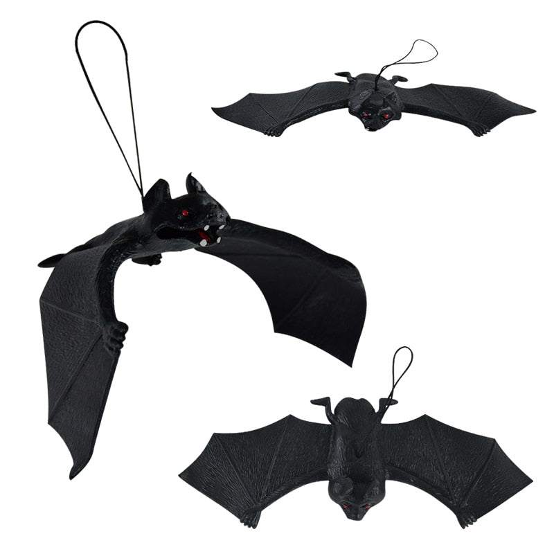 Qfdian halloween decorations halloween costumes halloween gift1pc Lifelike Fake Bat Halloween Hanging Decoration Haunted House Horror Props Halloween Party DIY Ornament Soft Bat Kids Toy