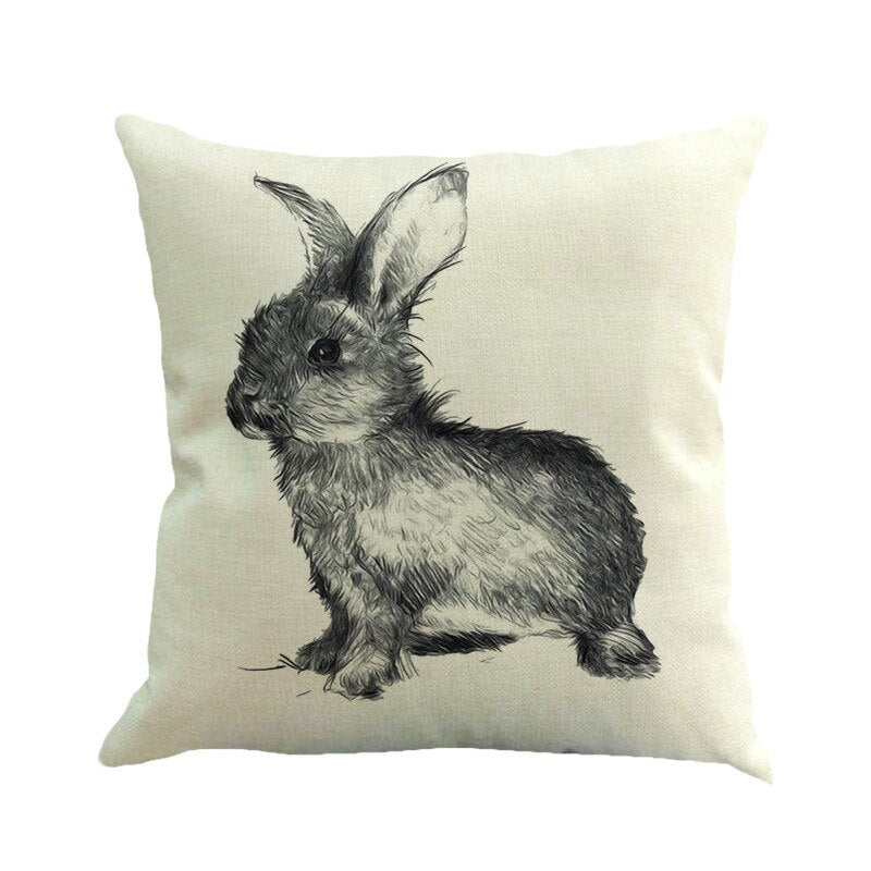 Qfdian easter decorations clearance Happy Easter Cushion Cover Bunny Eggs Decorative Pillow Cover Easter Rabbit Print Pillow Case Sofa Car Cushion Cover Home Decor