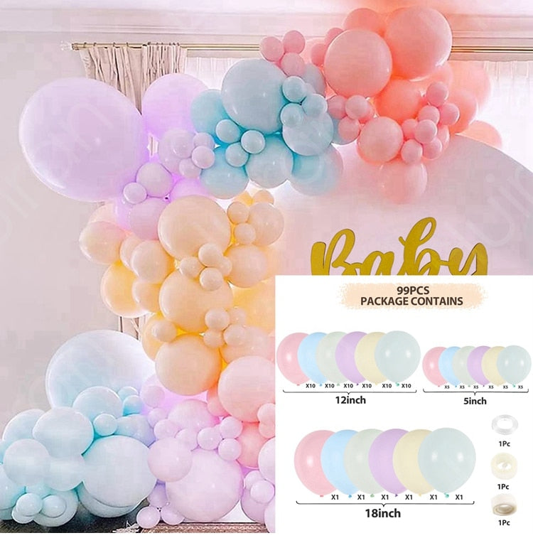 Qfdian halloween decorations christmas decorations Macaron Balloons Garland Latex Ballons Arch Happy Birthday Party Decor Kids Adult Wedding Baloon Chain Baby Shower Balon