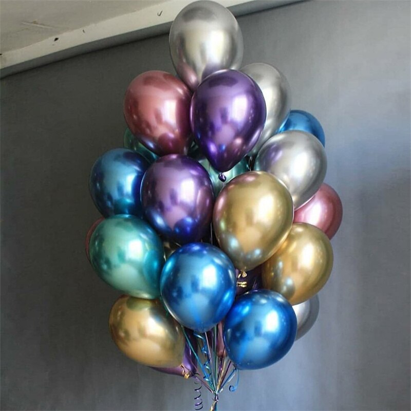 Qfdian valentines day gifts for her 20pcs 12inch Chrome Metallic Latex Balloons Pearl Balloons Birthday Party Decorations Wedding Decoration Baby Shower Supplies