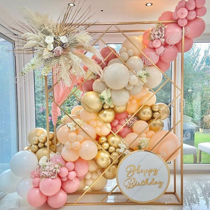 qfdian 176pcs Retro Pink Memorial Day Party Arch Backdrop Baby Shower Event Celebration Holidays Birthday Events Balloons Garland Kits