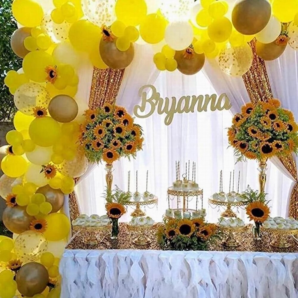 Qfdian Party decoration Black Yellow Balloons Sunflower Baby Shower Balloon Garland Kit Balloon Arch One Year Old Girl Birthday Party Decoration Kids