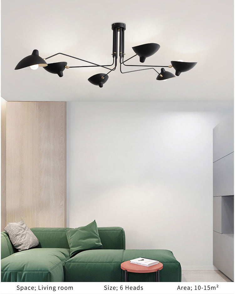 Qfdian home decor hot sale new Retro Serge Mouille Pendant Lights Nordic Industrial Simple LED Spider adjustable Lamp Living Bedroom Luminaire Industrial Lamp