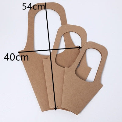 Qfdian Party decoration hot sale new 10pcs Creative Handle Kraft Paper Flower Bags Flowers Wrapping Gift Flower Packaging Home Decoration 9x31cm