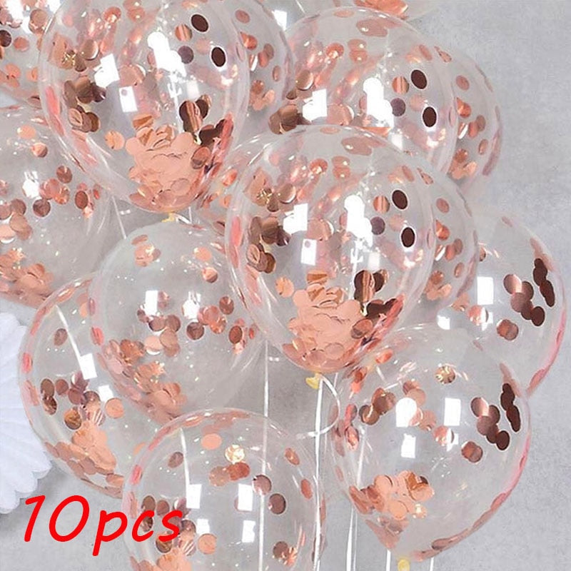 Qfdian Party decoration hot sale new Rose Gold Happy Birthday Party Decor Balloons Chrome Air Helium Balloon Baby Shower 18 25 30th Birthday Anniversary Decorations