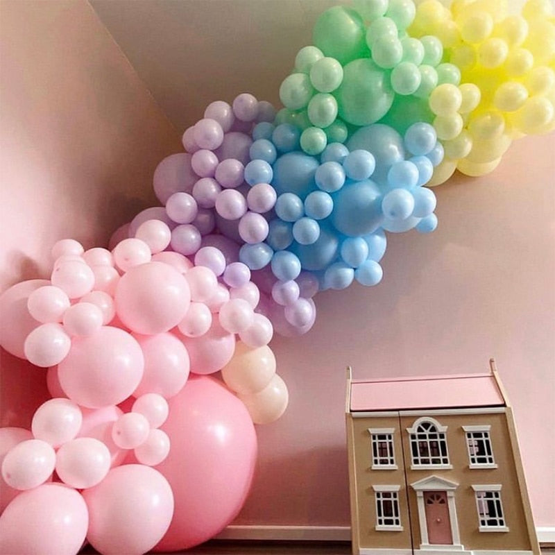 Qfdian halloween decorations christmas decorations 12-32Pcs Macarons Color Pastel Candy Balloons Latex Round Helium Baloons 5 10 12Inch Wedding Birthday Baby Shower Party Decorate