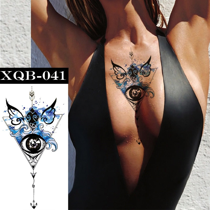 Qfdian gifts for women hot sale new Waterproof Temporary Tattoos Stickers Flowers Butterfly Tatto Flash Sexy Fake Tattoo Arm Body Chest Tatto Art for Women and Girl