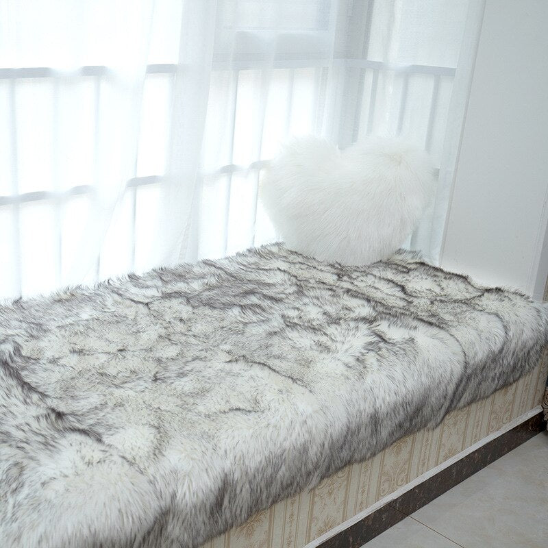 Rectangle Soft Sheepskin Fluffy Window Sofa Big Area Rugs Faux Fur Plush Wool Large Carpets for Bedroom Home Bedside Floor Mats