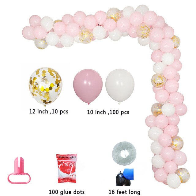 Qfdian Party decoration 1set Balloon Garland Arch Kit Long Pink White Gold Latex Air Globos Pack For Baby Shower Wedding Birthday Party Decor Supplies