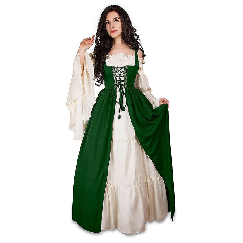 Qfdian S-6XL Medieval Punk Dress Cosplay Halloween Costumes Women Palace Carnival Party Disguise Princess Female Victorian Vestido Robe