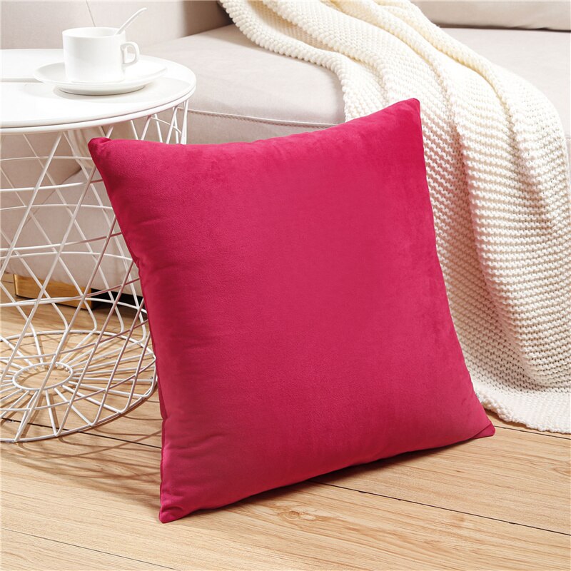Qfdian Cozy apartment aesthetic valentines day decoration Solid Color Velvet Pillowcases Soft Cushion Covers Square Decorative Pillows For Sofa Bed Car Home Throw Pillow Christmas Gift