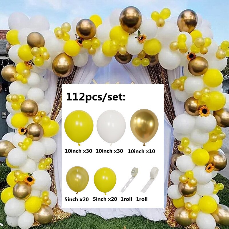 Qfdian Party decoration Black Yellow Balloons Sunflower Baby Shower Balloon Garland Kit Balloon Arch One Year Old Girl Birthday Party Decoration Kids