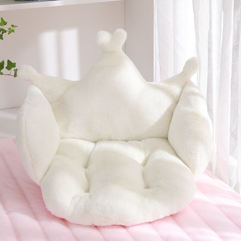 Qfdian Cozy apartment aesthetic hot sale new Fashion Fluffy Soft Plush Sheepskin Shaggy Throw Crown Pillow Chair Cushion Home Sofa Bedroom Decor Gift For Office 40x40x55