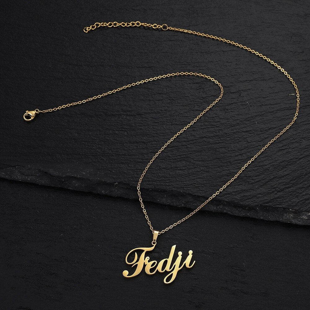 Personalized Stainless Steel Arabic Name Custom Necklaces For Women Men Gold Color Chain Lover Necklace Jewelry