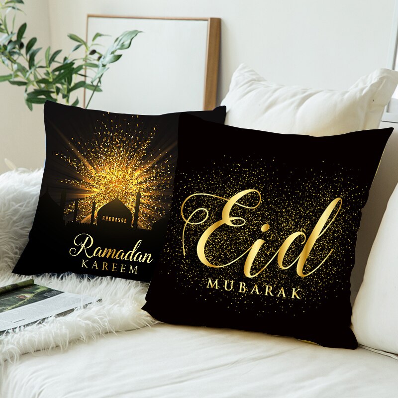 Qfdian Party decoration Islamic Eid Mubarak Pillowcase Ramadan Kareem Home Car Bedroom Sofa Decootative Pillow Cushion Covers Mosque Muslim Decor 45cm