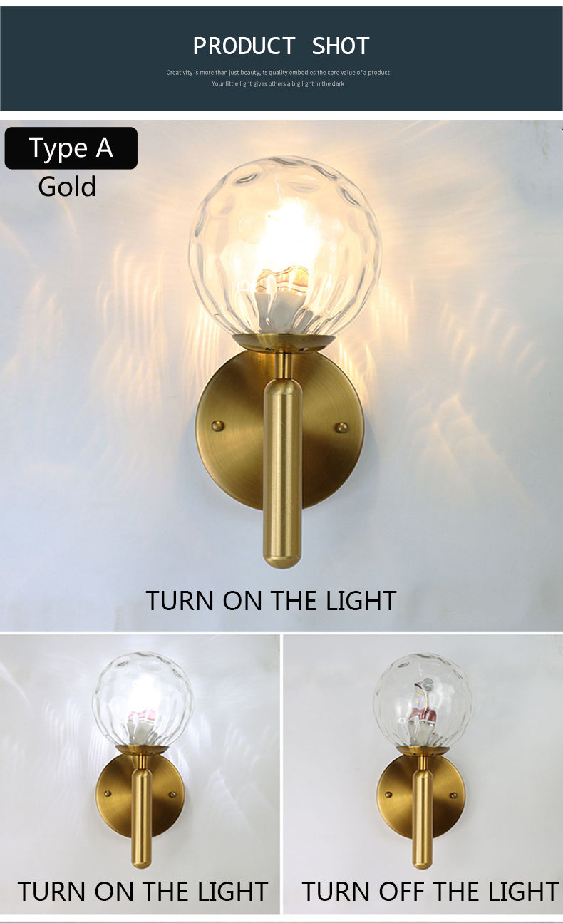 Qfdian home decor hot sale new Nordic Modern Wall Lamp Beside Bedroom Glass Ball LED Wall Lights Fixtures Wandlamp Lighting Bathroom Mirror Stair Light