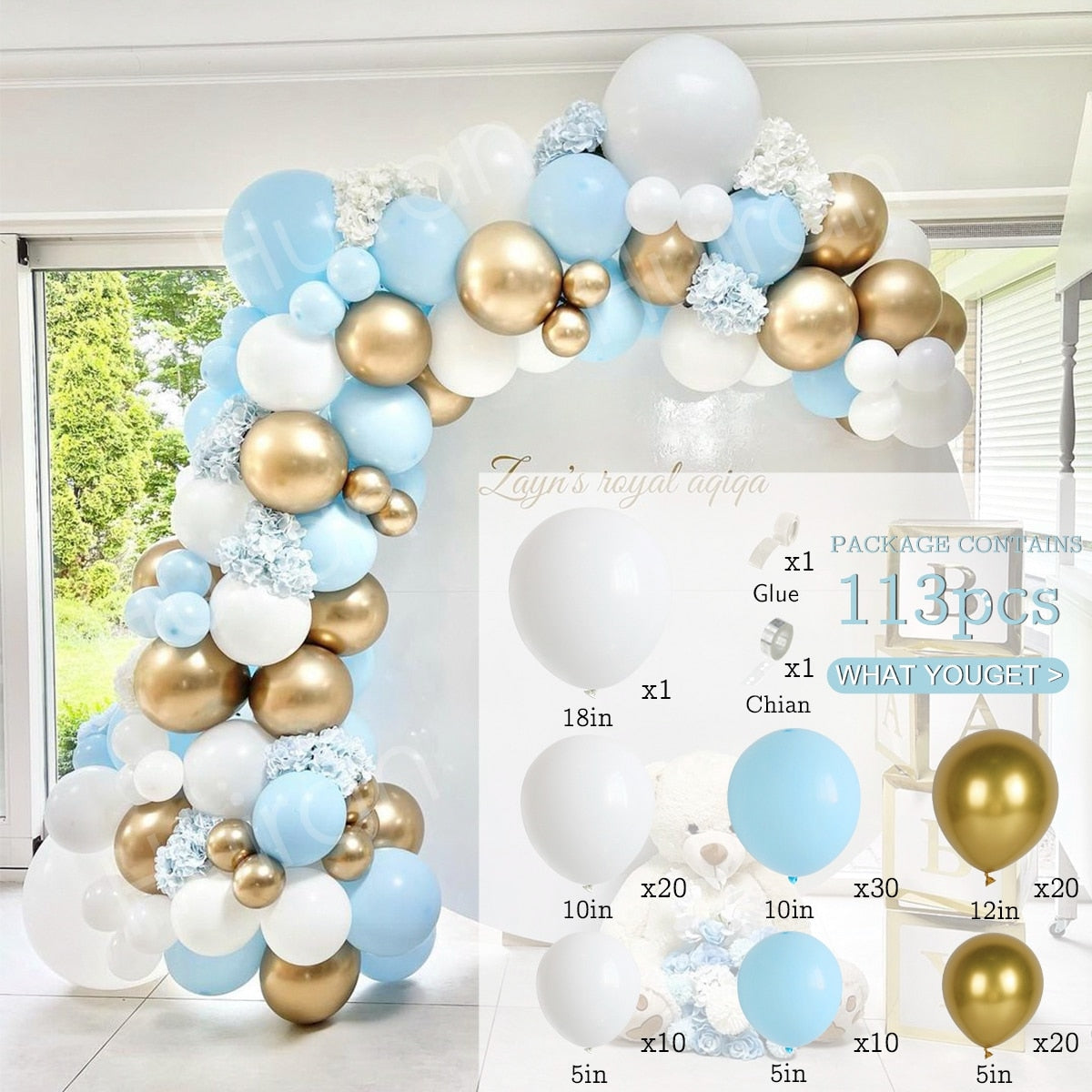 Qfdian 104pcs Bule Silver Macaron Metal Balloon Garland Arch Wedding Birthday Balloons Decoration Party Balloons For Kids Baby Shower