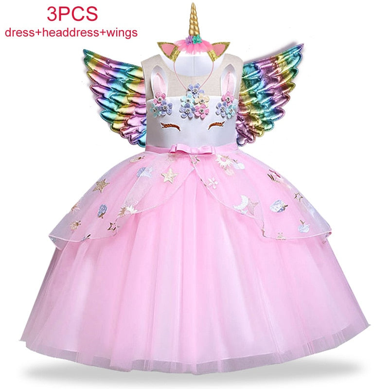 Qfdian halloween decorations halloween costumes halloween gift Halloween Unicorn Kids Dresses For Girls Baby Child Costume Birthday Wedding Evening Ball Gown Halloween Christmas Vestidos 2 to 10 Years