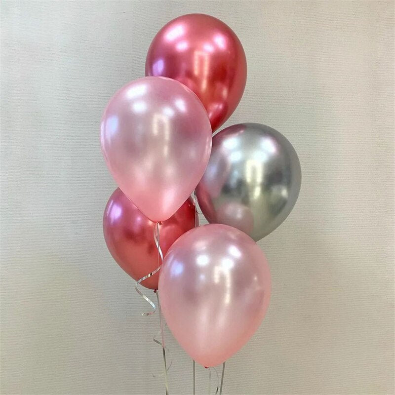 Qfdian valentines day gifts for her 20pcs 12inch Chrome Metallic Latex Balloons Pearl Balloons Birthday Party Decorations Wedding Decoration Baby Shower Supplies