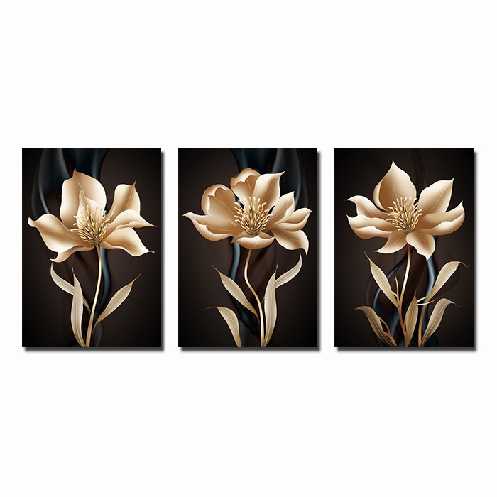 Qfdian halloween decorations christmas decorations Abstract Black Golden Flower Wall Art Canvas Painting Nordic Posters and Prints Wall Pictures for Living Room Modern Home Decor