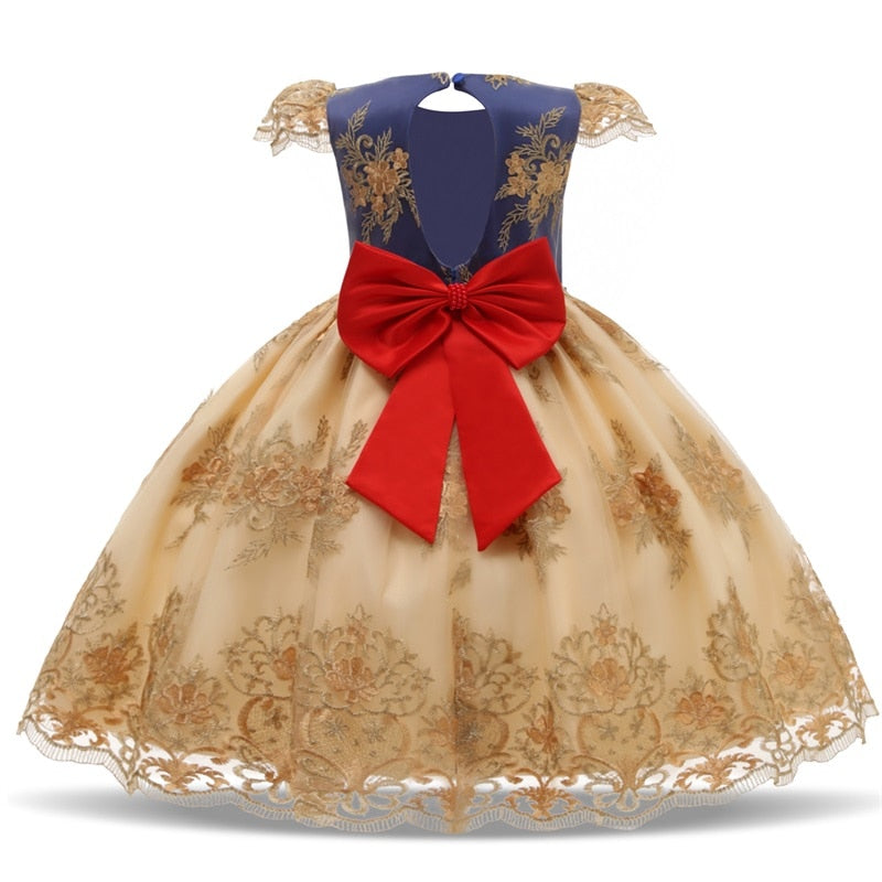 QFDIAN New Year Costume Big Bow Kids Girl Wedding Kids Dresses For Girls Princess Party Pageant Formal Dress Prom Girls Christmas Dress