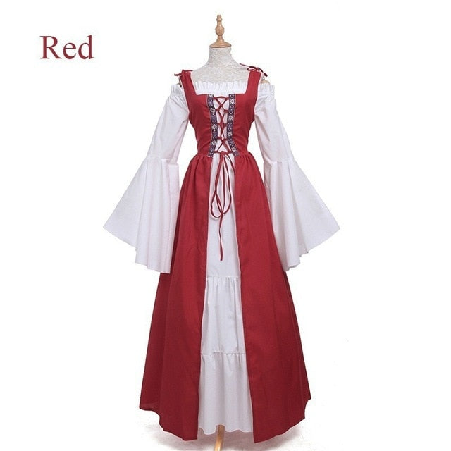 Qfdian S-6XL Medieval Punk Dress Cosplay Halloween Costumes Women Palace Carnival Party Disguise Princess Female Victorian Vestido Robe